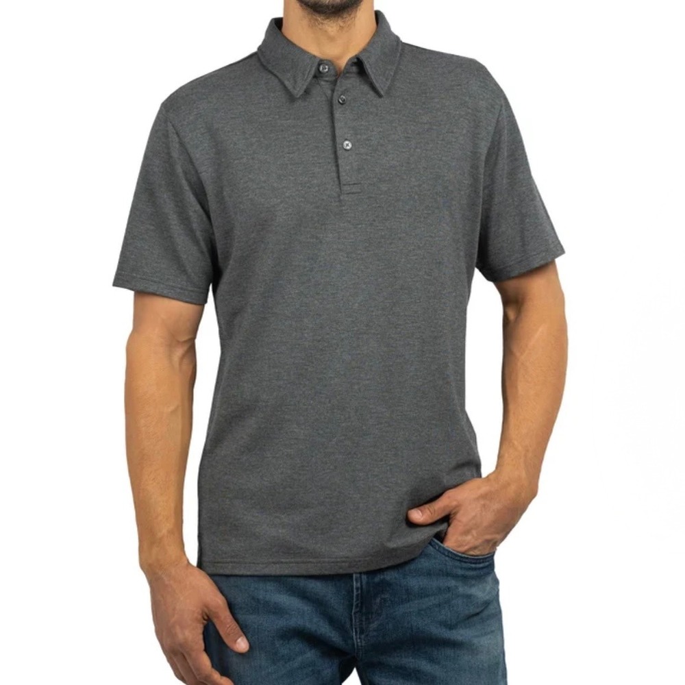 Jachs NY Mens Large Gray Soft‎ Modal Blend Short Sleeve Polo Shirt NWOT